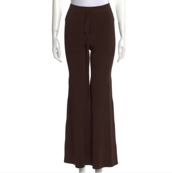 China Peter Do Brown Flared Ribbed Pants small - Picture 5 of 16